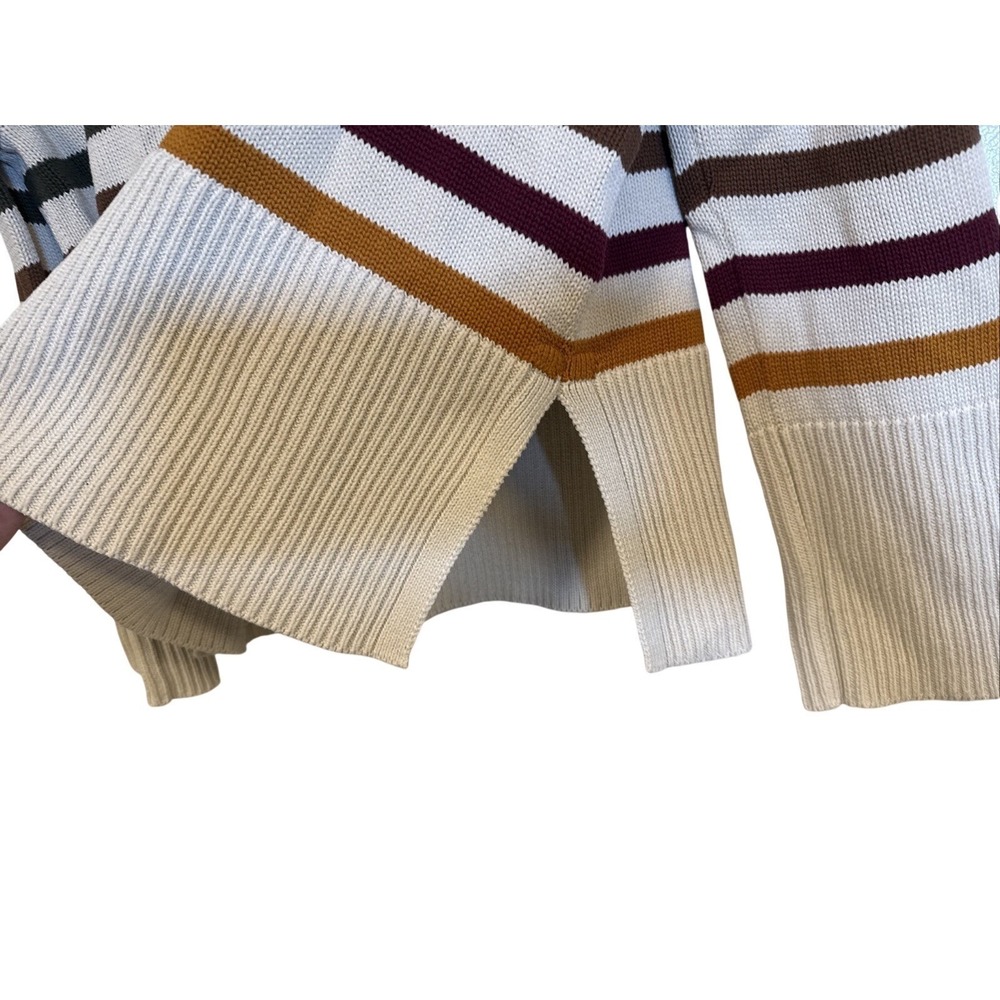 GAP 24/7 Split-Hem Crewneck Sweater Soft Stretchy Knitted Striped - Small - Picture 3 of 5